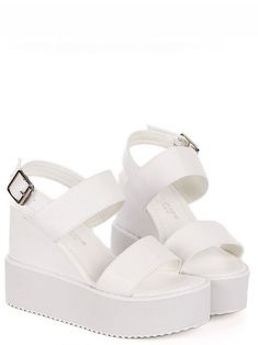 Cute And Comfortable Peep Toe Sandals In White on Luulla White Eva Wedge Sandals For Summer, White Summer Wedge Sandals, White Wedge Heel Sandals In Eva, White Eva Wedge Heel Sandals, White Open Toe Eva Sandals, White Closed Toe Wedge Sandals, Trendy White Open Heel Wedge Sandals, Trendy Eva Wedge Sandals With Ankle Strap, White Wedge Sandals With Buckle Closure And Open Heel