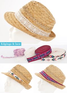 Crochet Summer Hats, Diy Summer Crafts, Diy Fashion Projects, Summer Straw Hat, Women Hats Fashion, Hat Decoration, Summer Hats For Women, Elegant Hats, Unique Hats