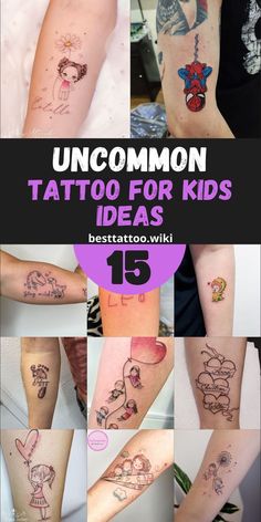 tattoos for kids with the words uncommon on them and pictures of cartoon characters in different styles