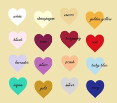 heart shapes with the names of different colors