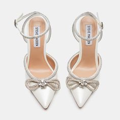 VIABLE White Rhinestone High Heels | Women's Designer Heels – Steve Madden Canada White Heels Steve Madden, Aldo High Heels, Classy White Heels, White Pointed Heels, Gala Shoes, Dresses For New Year, Quinceanera Heels, Sweet 16 Shoes, Wedding Shoes Designer