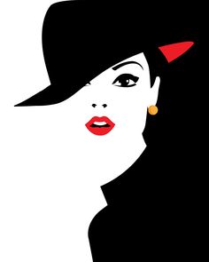 a woman wearing a black hat and red lipstick