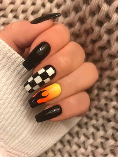 Corvette Nails Designs, Car Racing Nails Designs, Bike Week Nail Designs, Bike Week Nails, Biker Nails Designs, Hot Wheels Nails, Formula 1 Nail Art, F1 Nail Art, Motorcycle Nails