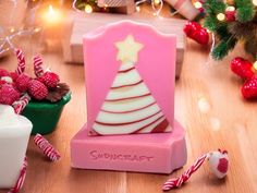 Candy Cane striped tree soap for holiday season gifts. Candy Cane Christmas, Floral Candle