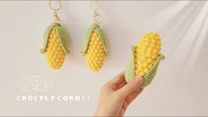 crochet corn on the cob earrings in yellow and green