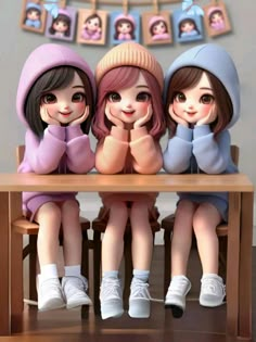 Profile Picture For Three Best Friends, Friends Dp Girl, Two Besties Aesthetic Wallpaper, Three Best Friends Pictures Cartoon, 3besties Pics, Three Friends Wallpaper, 3 Besties Wallpaper, 3 Best Friends Pictures Cartoon, Three Best Friends Pictures