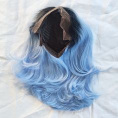 Synthetic Lace Front Wavy-Straight Dark Rooted Ombre Blue Wig With Clips And Adjustable Straps. Nwot, Excellent Condition With No Flaws. Stretched Length Is About 17" Questions &/ Offers Welcome! (Lowballs Ignored) Blue Wig, Wig Color, Dark Roots, Blue Ombre, Wig Hairstyles, Lace Front, Womens Hairstyles, Adjustable Straps, Wigs