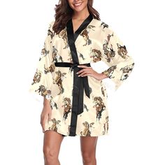 Vintage Cowgirl Women's Lounge Kimono Robe | Baha Ranch Western Wear Relaxed Fit Kimono For Sleep, Belted Long Sleeve Kimono For Loungewear, Long Sleeve Belted Kimono For Loungewear, Casual Long Sleeve Belted Kimono, Lounge Robes, Vintage Cowgirl, Western Wear For Women, Vintage Cowboy, Plus Size Shopping