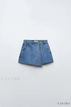 Lasaky - Womens Denim Skort with Toggle Decoration Jean Skort, Short Pollera, Denim Skort, Wrap Skort, Zara Australia, Shorts Skirt, Fashion Shorts, Short Women Fashion, Womens Denim