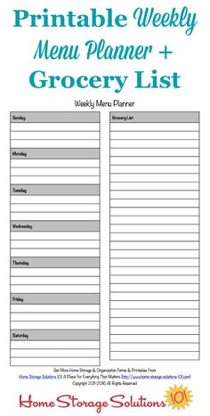 the printable meal planner and grocery list