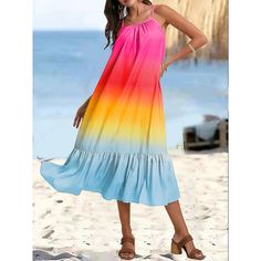 Season:Summer; Fabric:Polyester; Sleeve Length:Sleeveless; Gender:Women's; Style:Bohemia; Occasion:Vacation; Fit Type:Loose Fit; Dresses Type:Cami Dress; Pattern:Floral; Design:Ruffle Hem; Neckline:Strap; Front page:FF; Listing Date:03/26/2024; Bust:null; Fit US Size:null; Fit UK Size:null; Fit EU Size:null; Dress Length Type:Maxi Dress; Print Type:Print Casual Sleeveless Beach Dress Cover-up, Sleeveless Ruffled Dress With Spaghetti Straps For Beach Season, Casual Sleeveless Beach Dress For Beach Season, Sleeveless Sundress For Summer, Casual Sleeveless Dress For Spring Beach Cover-up, Casual Ruffle Sleeveless Dress For Vacation, Casual Multicolor Sleeveless Summer Dress, Casual Sleeveless Spaghetti Strap Beach Dress, Casual Sleeveless Dress With Spaghetti Straps For Vacation