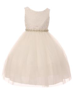 Soft and delicate gown from Kids Dream boutique brand will make her look awesome at the next event to attend. Elegant bridal lace bodice with four layers of illusion tulle for full skirt volume. Comes in off-white with shiny lace covering the top. Sash in the back can be made into a beautiful bow. Waist is accented with a luxurious setting diamond shape rhinestone in a braided design. Zip Fastening. Knee Length. Your sweet princess will love the elegant hues and steal the spotlight. Made in USA. Delicate Gown, Illusion Tulle, Girls Couture, Tulle Flower Girl, Flower Girl Dresses Tulle, Dream Baby, Rhinestone Flower, Junior Bridesmaid Dresses