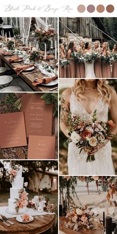 a collage of different wedding colors and details