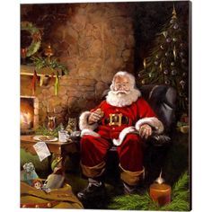 a painting of santa claus sitting in a chair