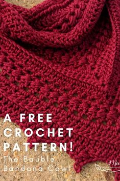 a crochet scarf is shown with the text, free crochet pattern