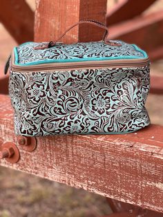 Tooled leather makeup bag Available in Red or Turquoise Perfect for travel Western Makeup Bag, Cosmetic Bag With Luggage Sleeve Pouch, Western Makeup, Country Closet, Purse Ideas, Tooled Leather Bag, Leather Makeup Bag, Western Accessories, Thanksgiving Nails