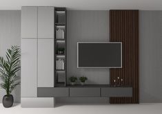 a modern living room with a flat screen tv