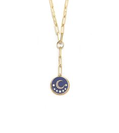 Blue Crescent : Champleve Classic Fob Clip Extension Chain Necklace 18k Gold Chain, Clip In Extensions, Gold Piece, Enamel Jewelry, Jewelry Lover, Chains Necklace, Crescent, Gold Chains, Gold Diamond