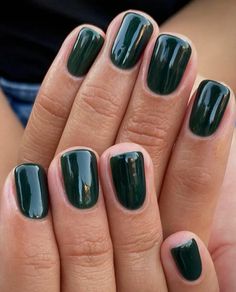 Trendy Green Nails, Dark Green Nail, Dark Nails, Fire Nails