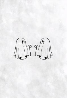 two ghost characters facing each other with one holding the other's hand in front of them