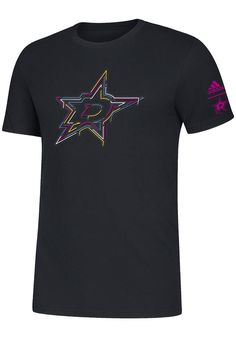 Show off your team pride in this Dallas Stars Black Neon Sign Short Sleeve T Shirt! This Dallas Stars Short Sleeve Tee features a lightweight material with a crew neckline and screen printed team graphics. Make sure everyone knows you root for the Stars with this Black Dallas Stars T Shirt. Go Stars!! Soft hand cotton material, Crew neckline, Ribbed collar, Adidas logo on left sleeve, Screen print of team graphic on front chest, Fit: True to Size, 100% Cotton, Machine Washable, 4 Adidas Graphic Print T-shirt For Sports Events, Adidas Graphic Print Top For Sports Season, Adidas Tops With Graphic Print For Sports Season, Adidas Graphic T-shirt For Sports Events, Adidas T-shirt With Graphic Print For Sports Events, Adidas Letter Print Tops For Sports Events, Adidas Tops With Letter Print For Sports Events, Adidas Crew Neck T-shirt For Sports Events, Adidas Black T-shirt For Sports Season