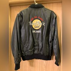 Mens Large Hard Rock Cafe Orlando Leather Jacket Like New Cafe Black, Hard Rock Cafe, Save The Planet, Mens Coats, Hard Rock, Orlando, Like New, Mens Jackets, Jackets & Coats