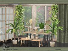 an image of a dining room setting with plants