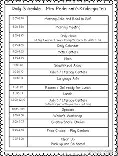 the daily schedule for mother's day is shown in black and white, with numbers on