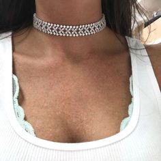 sterling silver 184 high quality cz stones adjustable to all sizes inspired by Kim K Diamond Chokers Latest, Pearl Diamond Choker, Choker Diamond Necklace, Latest Choker Necklace Designs, Diamond Choker Indian, Diamond Chocker, Diamond Choker Set, Diamond Chokers, Gold Diamond Choker