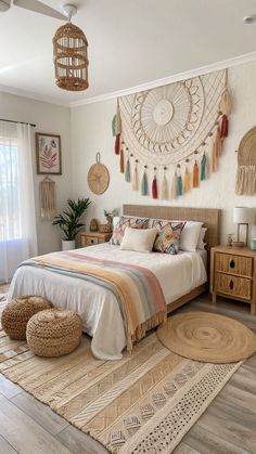 Beachy Boho Bedroom Light And Airy Boho Bedroom, Boho Bedroom Girl Rooms, Pastel Orange Bedroom, Boho Girls Bedroom Ideas, Beach Boho Bedroom, Boho Teen Room, Boho Girls Bedroom, Boho Teen Bedroom, Beachy Boho Bedroom