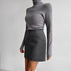 Lasaky - Gray Thickened Woolen Half Skirt for Women Wrap Around Skirt, Half Skirt, Skirt For Women, Types Of Skirts, Olivia Mark, Womens Skirt, Skirt, For Women, Grey