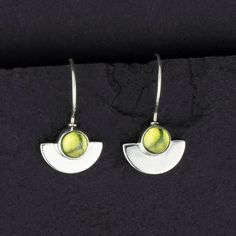 peridot and sterling silver fan drop earrings