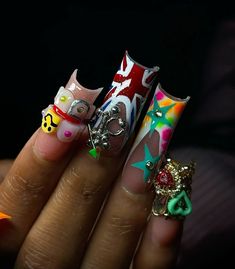 @ drilledby.nia🤠 Blk Nails, Toes Ideas, Length Nails, Dior Nails, Dearra Nails, Curved Nails, Retro Nails