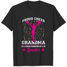 Cheerleading Grandma Family Support Cheerleader T-shirt Cheer Parent Shirts Design, Graphic Tee T-shirt For Cheerleading, Cheer Grandma Shirt Ideas, Graphic Tee For Cheerleading With Short Sleeves, Graphic Tee T-shirt For Cheerleading, Short Sleeve, Crew Neck T-shirt With Text Print For Cheerleading, Cheer Tshirt Designs, Cheer Grandma, Cheer Flyer