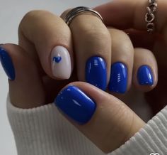 Blue Gel Nails, September Nails, Valentine Nails, Subtle Nails, Minimal Nails, Work Nails, Casual Nails