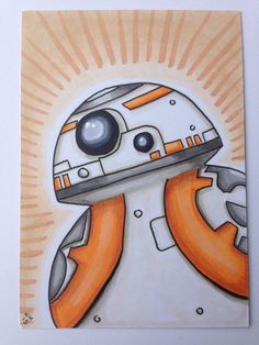 a drawing of a cartoon character in orange and white