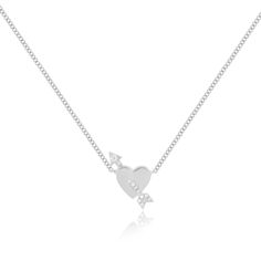 Gold Heart and Diamond Arrow Necklace in 14k White Gold Heart Diamond, Dainty Chain, Jewelry Cleaner, Gold Chain Necklace, Travel Pouch, Gold Heart, The Gold, Diamond Heart, Heart Of Gold