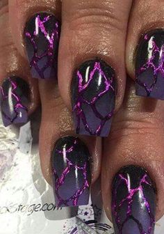 Black And Purple Nails, Nails Grunge, Dark Purple Nails, Purple Nail Art, Sculptured Nails, Purple Nail Designs, Grunge Nails, Best Nail Art Designs