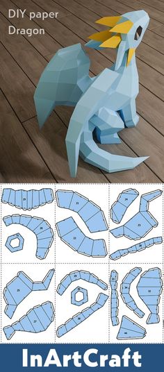 the instructions for how to make an origami dragon paper crafting kit with pictures