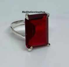 Natural Red Garnet Gemstone Band Ring//925 Sterling Silver Band Ring//Handmade Ring//Statement Ring//Gift-Her//Free-Shipping NATURAL RED GARNET GEMSTONE BAND RING 925 STERLING SILVER RING HANDMADE RING STATEMENT RING MEDITATION RING WOMEN RING GIFT-HER FREE SHIPPING THANKS Red Ruby Ring With Rectangular Stone For Gift, Rectangular Red Ruby Ring Gift, Gift Ruby Ring With Rectangular Stone, Spiritual Ruby Rings In Red, Spiritual Red Ruby Rings, Spiritual Red Ruby Ring In Sterling Silver, Spiritual Red Ruby Ring As Gift, Meditation Ring, Meditation Rings