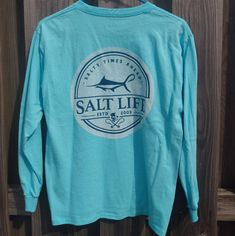 Unisex Youth Large Salt Life Long Sleeve Tee. I Have 4 Of Them. Bundle For A Deal! Blue Soft-washed Long Sleeve T-shirt, Blue Pre-shrunk Long Sleeve Shirt, Salt Life Shirts, Yellow Long Sleeve Shirt, Coral Top, Blue Long Sleeve Shirt, Lululemon Tank Top, Salt Life, Purple Top