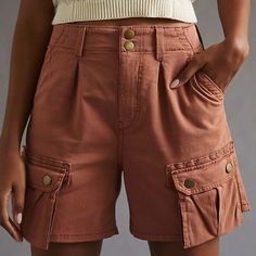 Anthropologie Pilcro Cargo Bermuda Shorts Description: Perfect Utlity Shorts With Front And Rear Pockets. Color: Rust /Brown Material: 56% Cotton, 42% Lyocell, 2% Elastane 11.5" Rise 5.25" Inseam 12.25" Leg Opening 25 Waist: ~ 15 Inches 26 Waist: ~ 16 Inches 28 Waist: ~ 16.5 Inches 32 Waist: ~ 17.5 Inches Cargo Bermuda Shorts, Boyfriend Jean Shorts, Green Chinos, Frayed Hem Jeans, Denim Belt, Black And White Shorts, Camo Shorts, Slim Denim, Frayed Denim