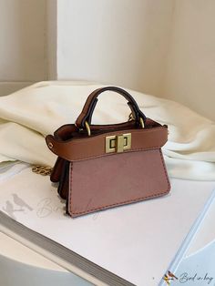 Bird in Bag - Two-Tone Tweed Lock Flap Square Handbag Trendy Tan Office Bags, Chic Tan Bag For Fall, Square Handbag, Bag Bag, Bird In Bag, Square Bag, Black Mini, Women's Fashion Dresses, All Over The World