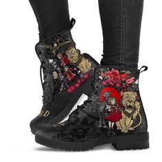 😊 So Gorgeous! Combat Boots - The Wizard of Oz Gifts #101 Black Lace Print | Women's Black Hipster Boots, Custom Shoes 🌺 Shop now >> https://www.etsy.com/shop/AcesInfinity 💎 Follow us and be the first to see our latest deals! #fashion #currentlywearing #shoppingaddict #love #bhfyp #lookgoodfeelgood #ootd #outfit #handmade #like Sorority Shoes, Fashion Combat Boots, Wizard Of Oz Gifts, Hipster Boots, Personalized Boots, Black Hipster, Combat Boots Style, Boho Shoes, Academia Clothes