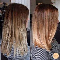 I fredags fick jag leka loss med min härliga kunds hår och oj va roligt jag hade det! Vi hade bestämt oss för att klippa bort hennes tr Honey Blonde Lob Straight, Blending Gray With Red Hair, Strawberry Blonde Balayage, Blond Rose, Champagne Blonde Hair, Rose Blonde, Soft Ombre, Blond Ombre, Red Blonde Hair