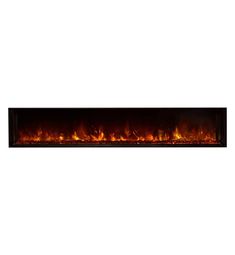 an electric fireplace with flames on the side