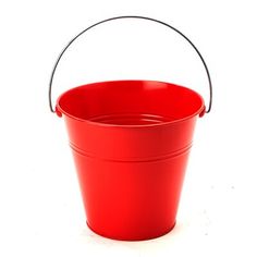 a red bucket is shown on a white background