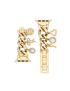 Charm Accented Chain Link Band for Apple Watch¨ | Anne Klein Apple Watch Charm Bracelet, Apple Watch Bracelet Band, Apple Watch Bands Gold, Gold Apple Watch Band, Cute Apple Watch Bands, Watch Charms, Apple Watch Bands Fashion, Apple Watch Bands Women