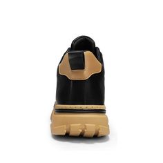 Casual Black Slip-on Sneakers With Contrast Sole, Black Chunky Lace-up Sneakers With Textured Sole, Black Custom Sneakers With Textured Sole, Casual Black Skate Shoes With Textured Sole, Casual Black Slip-on Sneakers With Textured Sole, Black Mid-top Slip-on Sneakers For Sports, Casual Boots With Textured Sole For Streetwear, Black Skate Shoes With Vulcanized Sole, Black Chunky Sneakers With Vulcanized Sole For Streetwear