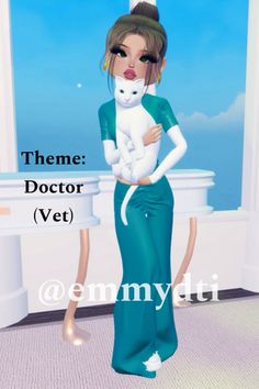 a woman holding a white cat in her arms with the words theme doctor vet on it